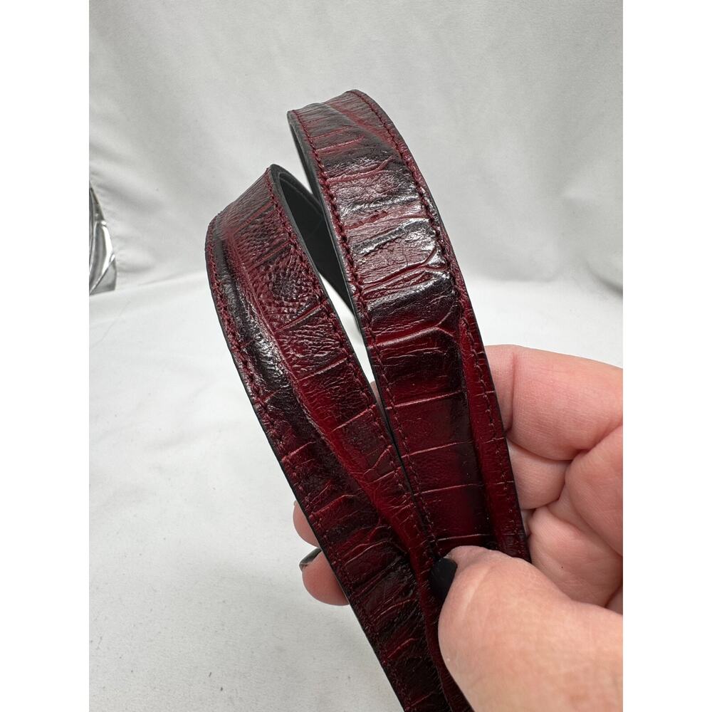 Berge Genuine Leather Belt Oxblood Croc Print Made in Italy Sz L 44.5" NWT - Picture 4 of 6